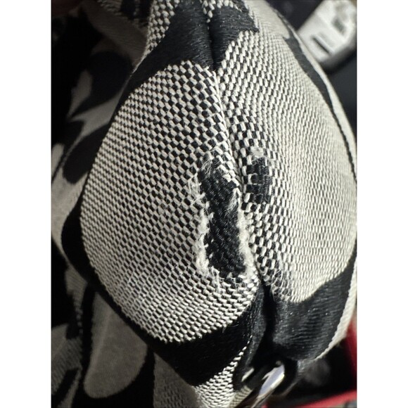 Vintage 2000s Y2K Grey & Black Retro Grunge Streetwear Coach Signature Hobo Bag - Picture 6 of 7